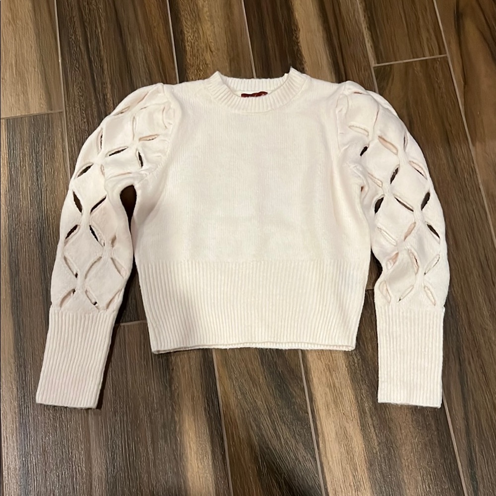 White Sweater with Cutout Sleeves